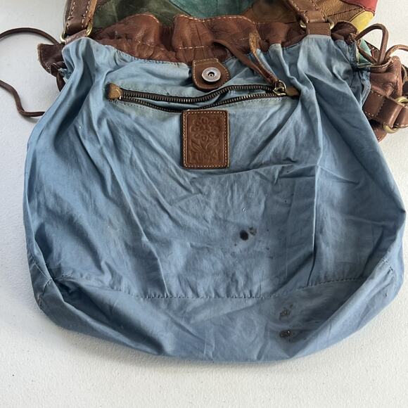 Lucky Brand Hobo Shoulder Bag Colorful Patchwork Leather Suede Flowers Vtg Boho - Picture 13 of 16